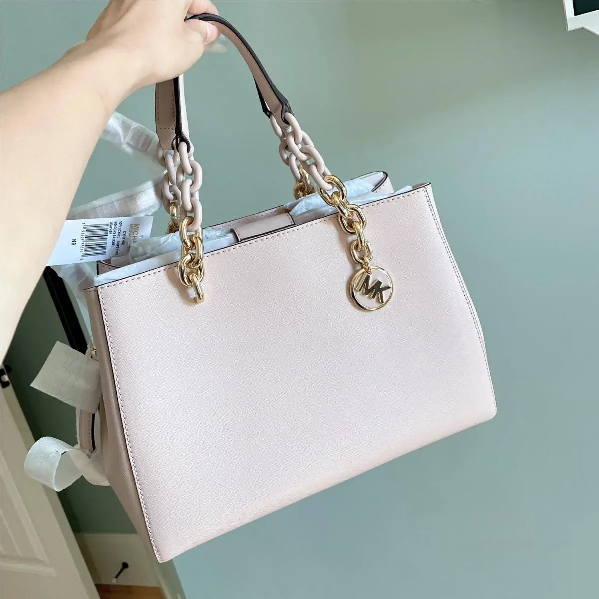 Michael Kors Cynthia Satchel Soft Pink Chain Bag Leather Valentine’s Day