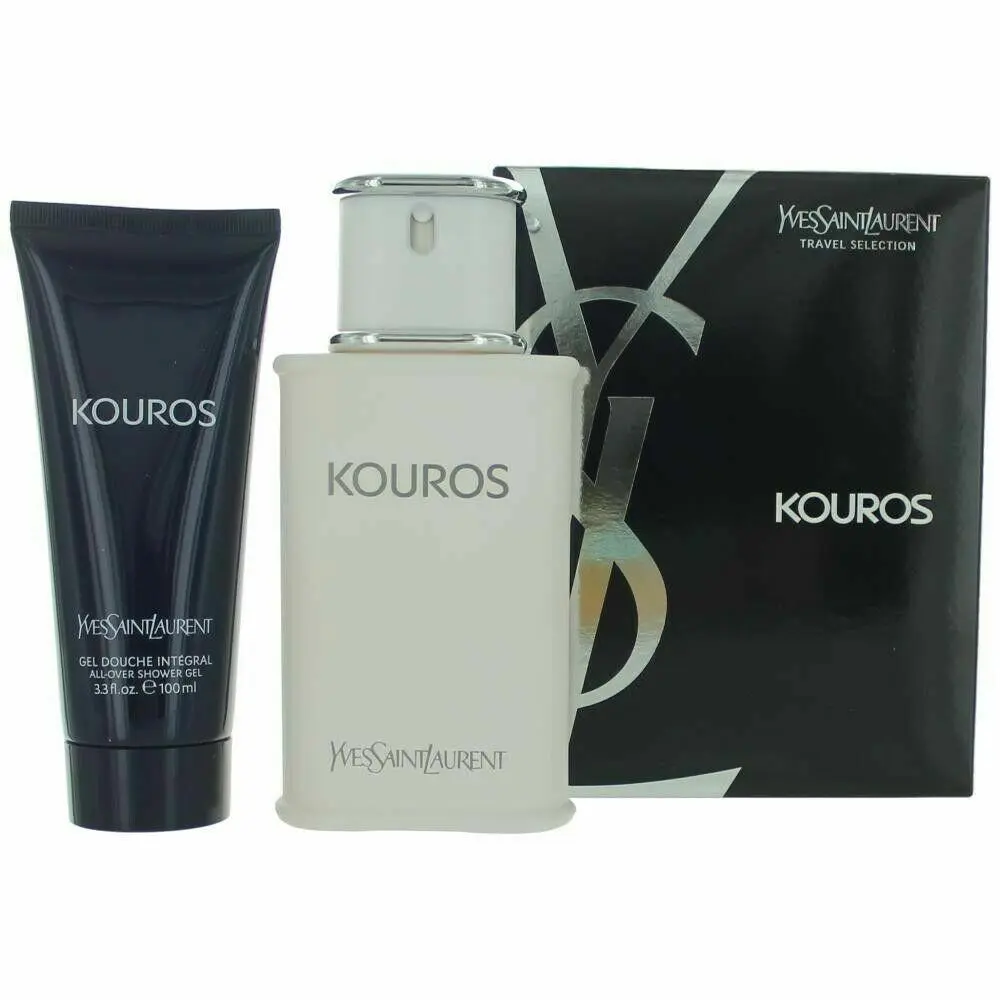 Kouros by Yves Saint Laurent Men Set 3.3 oz Edt Spray + 3.3 oz Shower Gel Rare