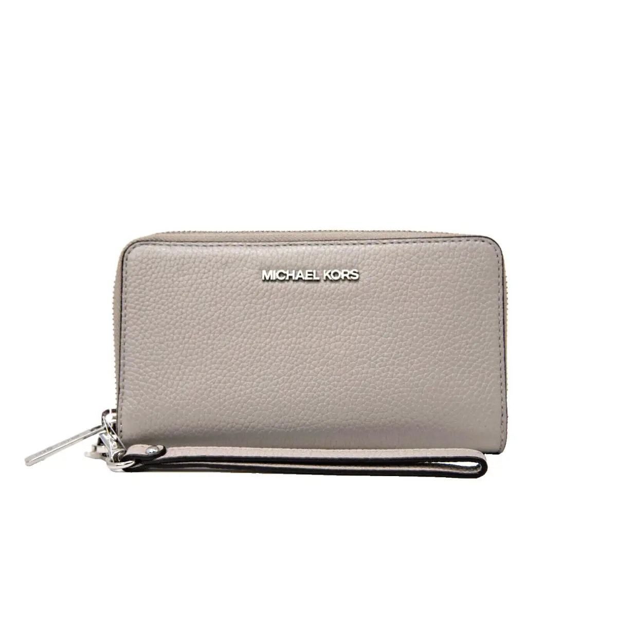 Michael Kors Jet Set Travel Lg. Flat Zip Pearl Grey Phone Wristlet Wallet - Pearl Grey