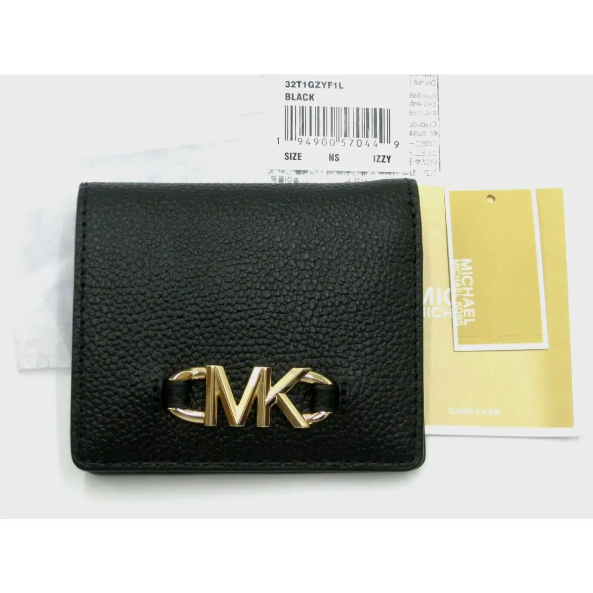 Michael Kors Izzy Small ID Billfold Black Pebbled Leather Wallet