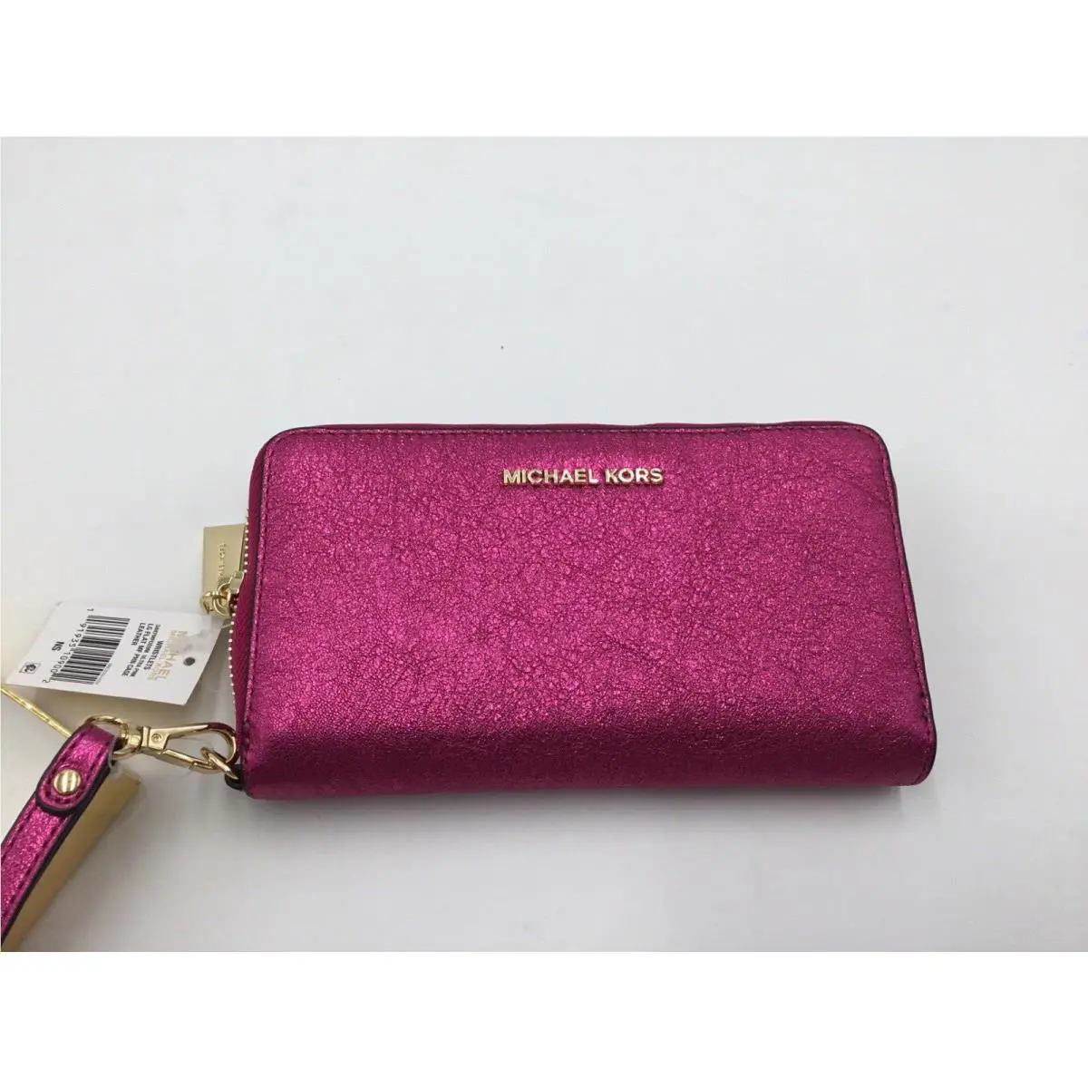 Michael Kors Giftables LG Flat MF Phone Case Leather Clutch Sparkley Pink