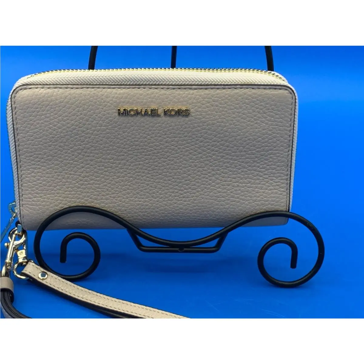 Michael Kors Jet Set Travel Large Flat Phone Case Leather Wallet Buff