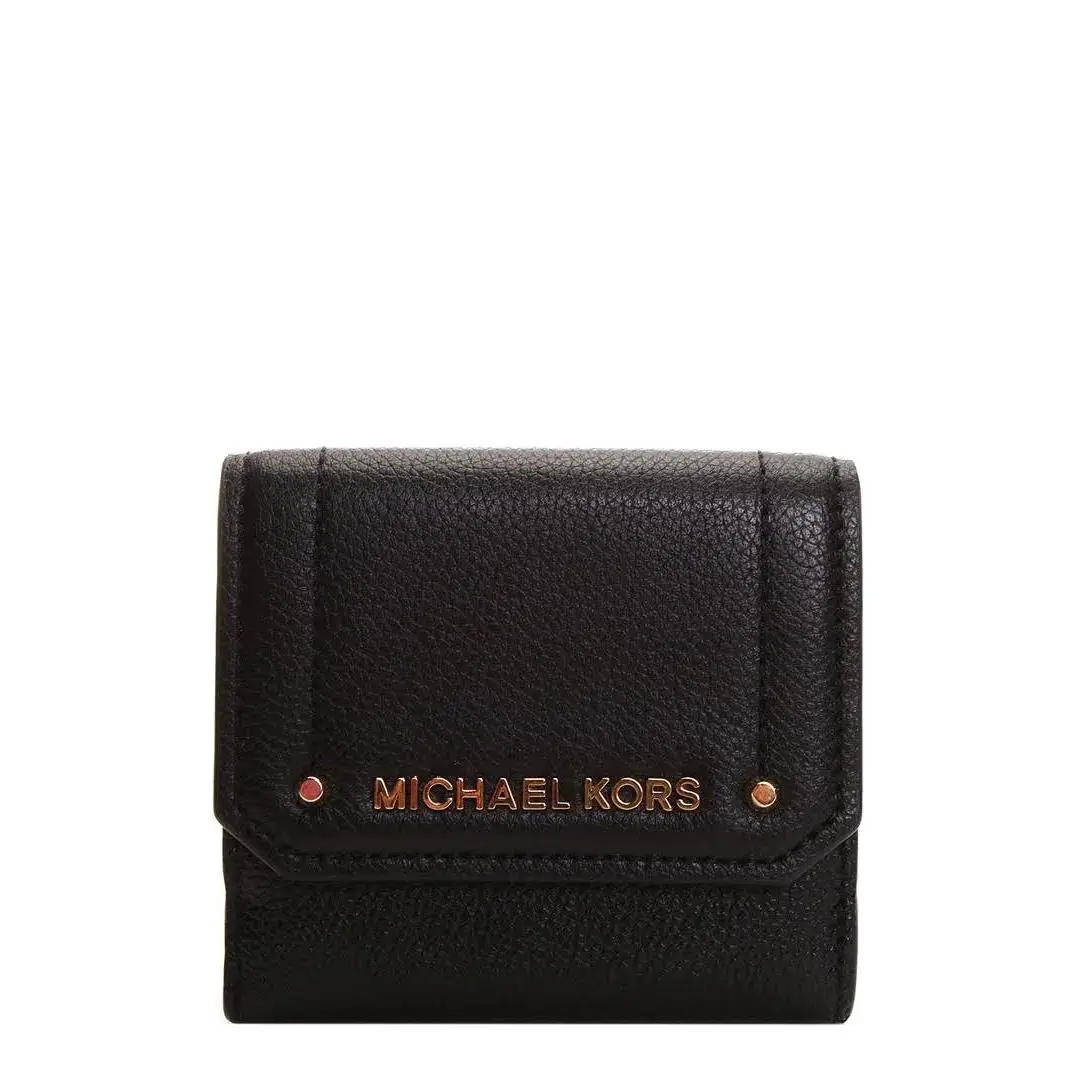 Michael Kos Hayes Trifold Coin Cse Black Pebble Leather Wallet Value
