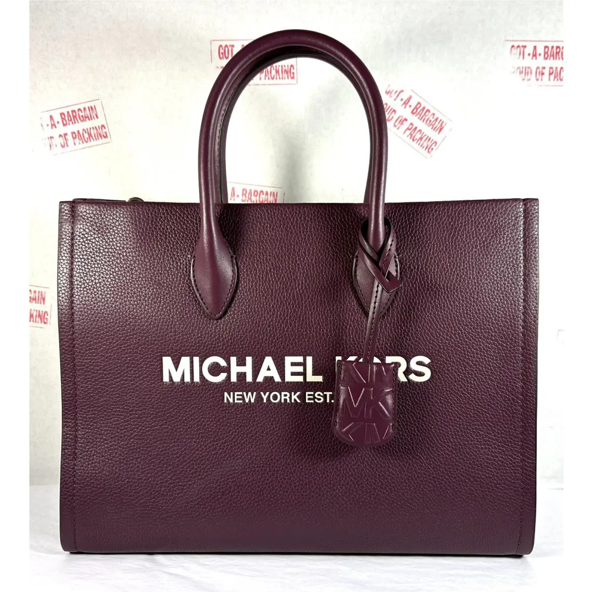 Michael Kors Mirella Medium EW Ox Blood Red Leather Satchel Shoulder Tote Bag