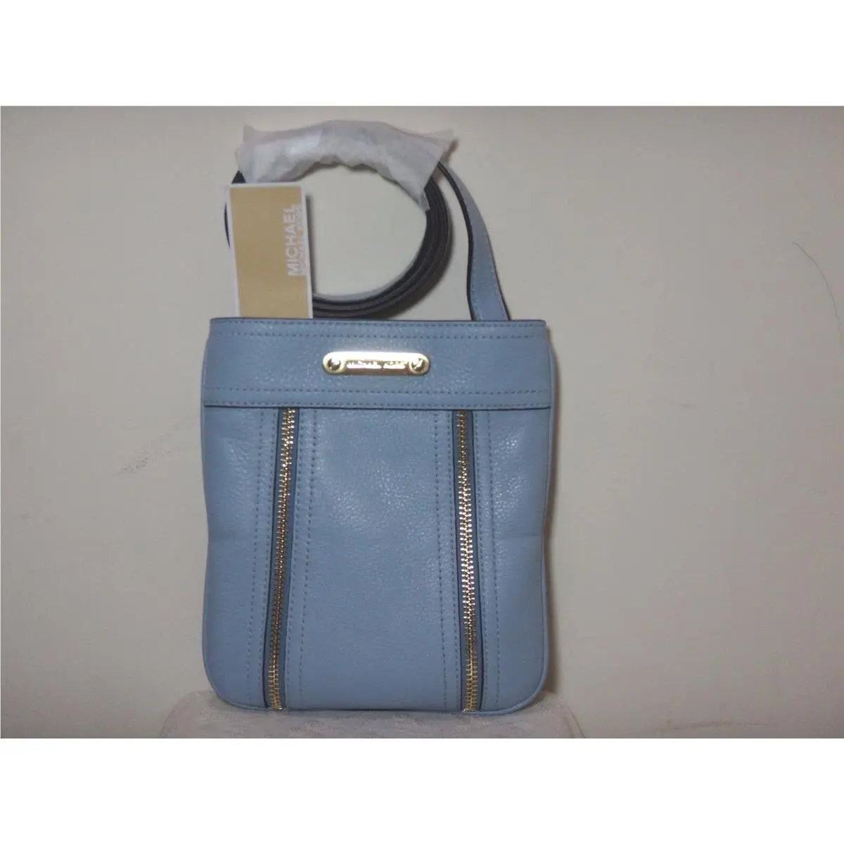 Michael Kors Moxley Logo LG Leather Corssbody Pale Blue