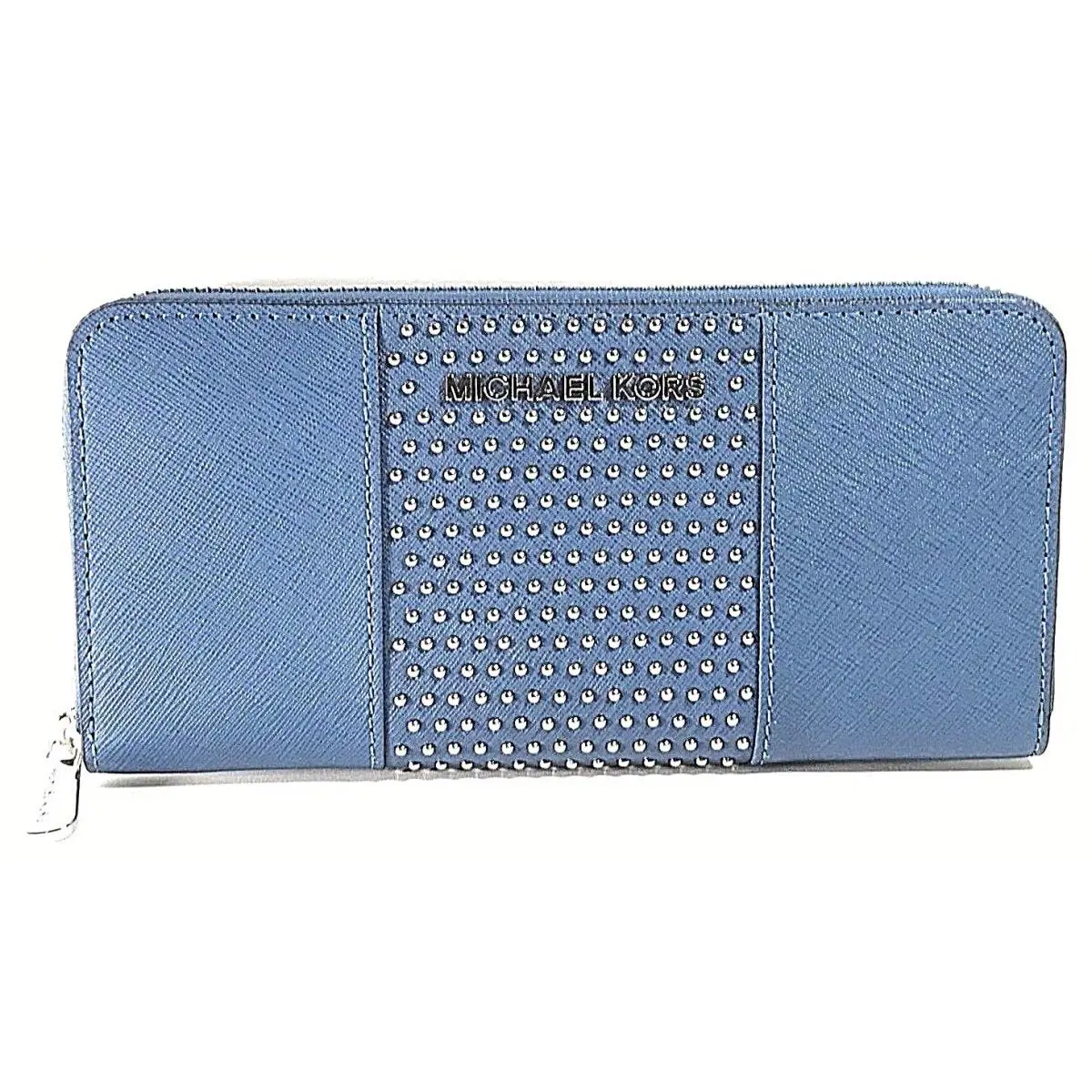 Michael Kors Zip Around Continental Micro Stud Wallet Steel Blue
