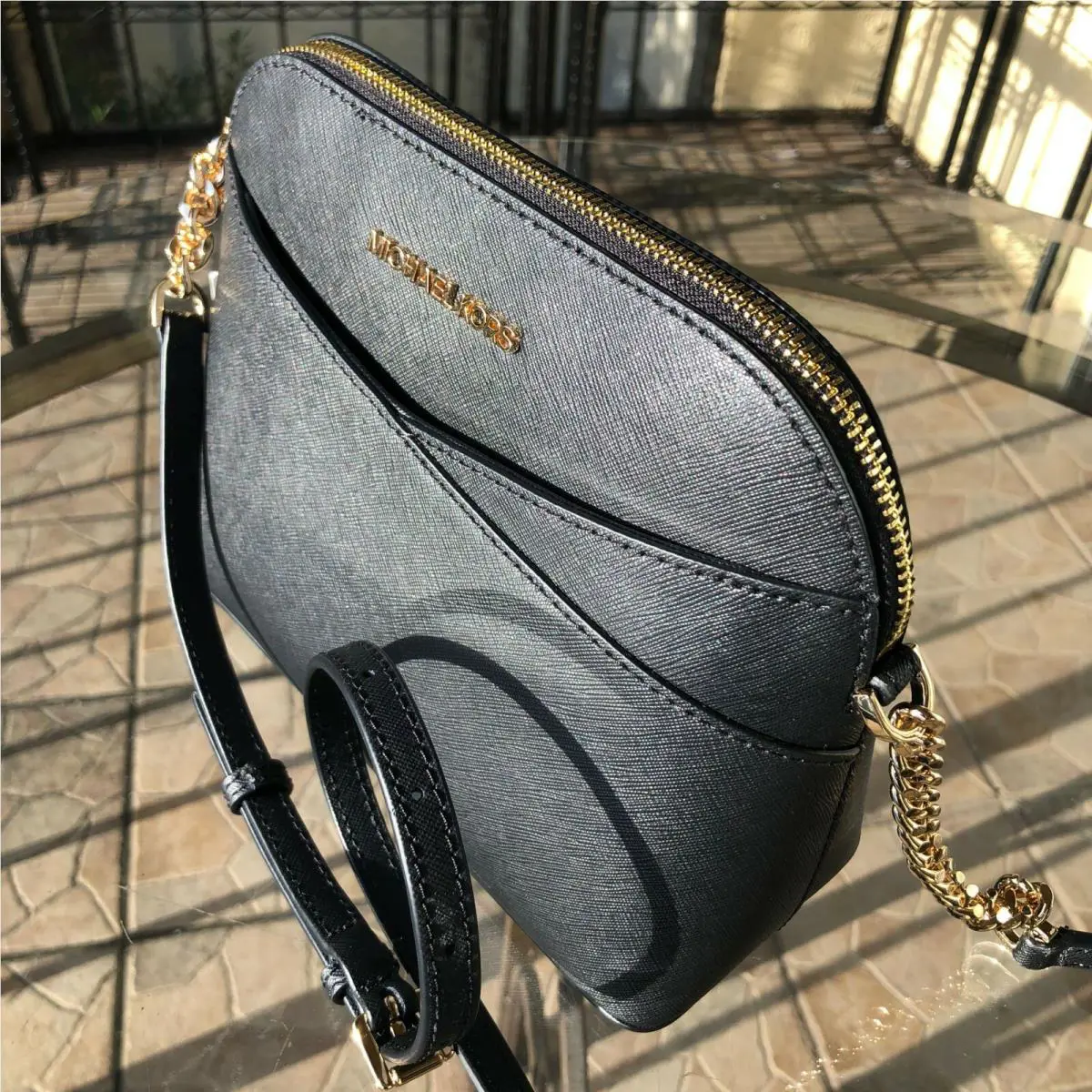 Michael Kors Women Leather Black Crossbody Bag Handbag Messenger Shoulder Purse