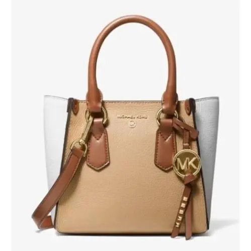 Michael Kors Women`s Kris Med Leather Satchel/xbody Peanut Multi