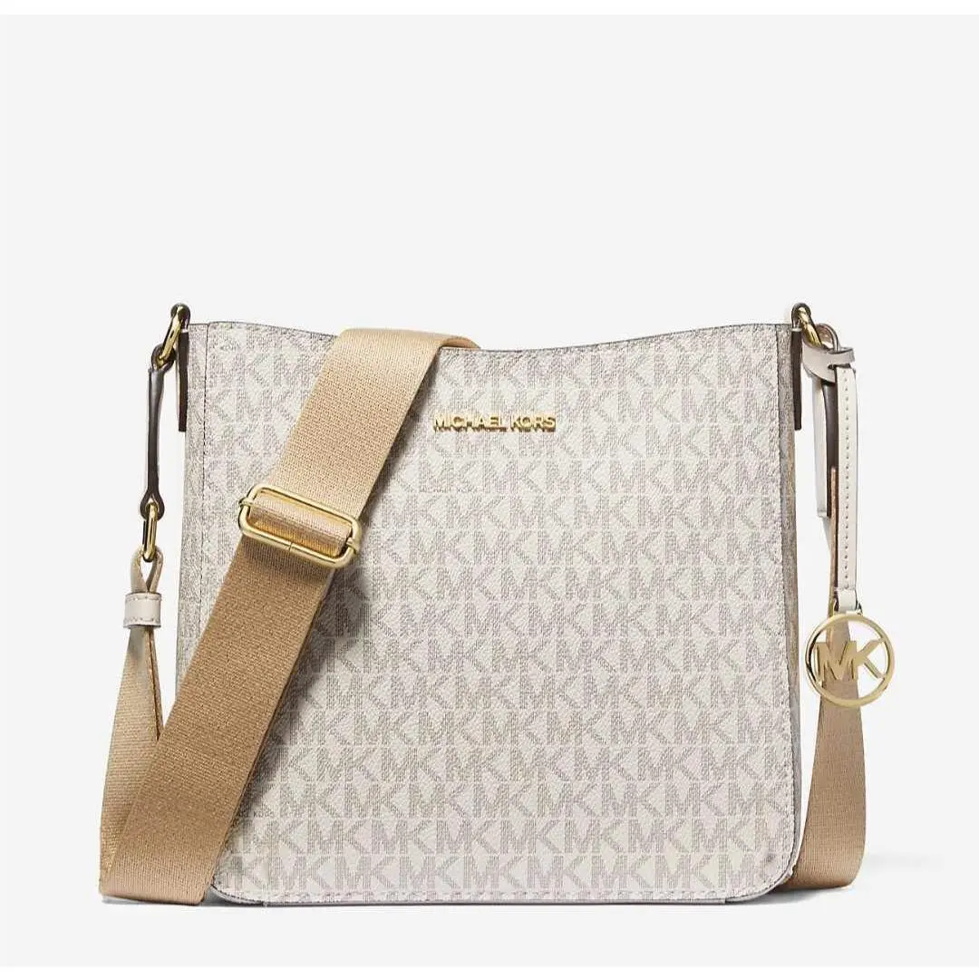 Michael Kors Jet Set Travel Small Logo Messenger Bag Light Cream Multi