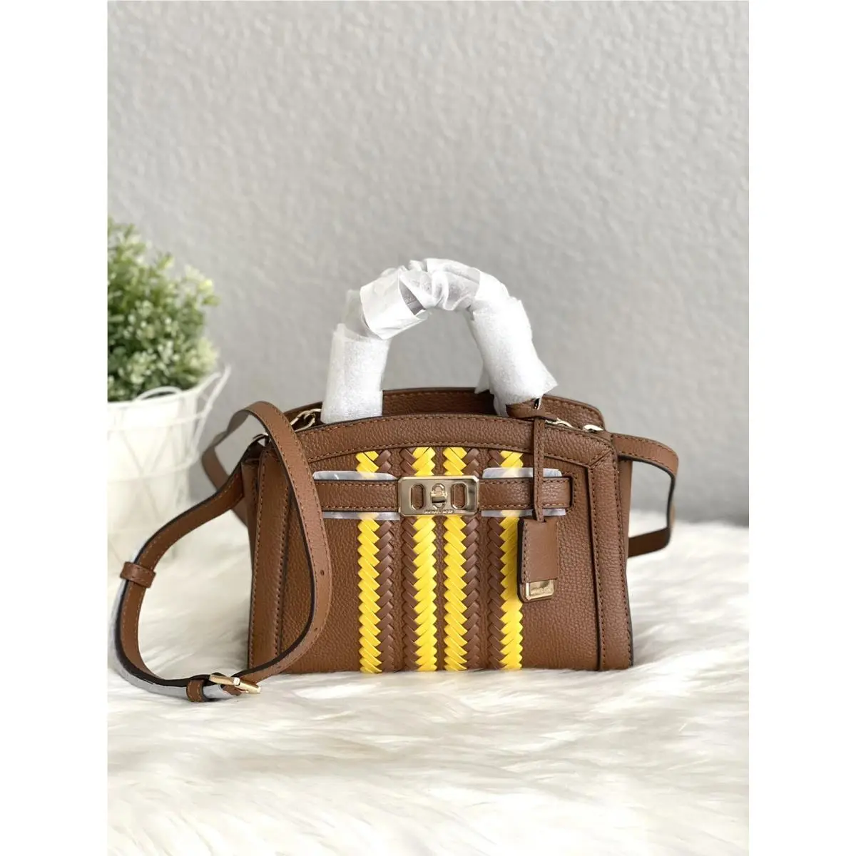 Michael Kors Karson XS Leather Satchel Top Zip Closure Luggage/citrus