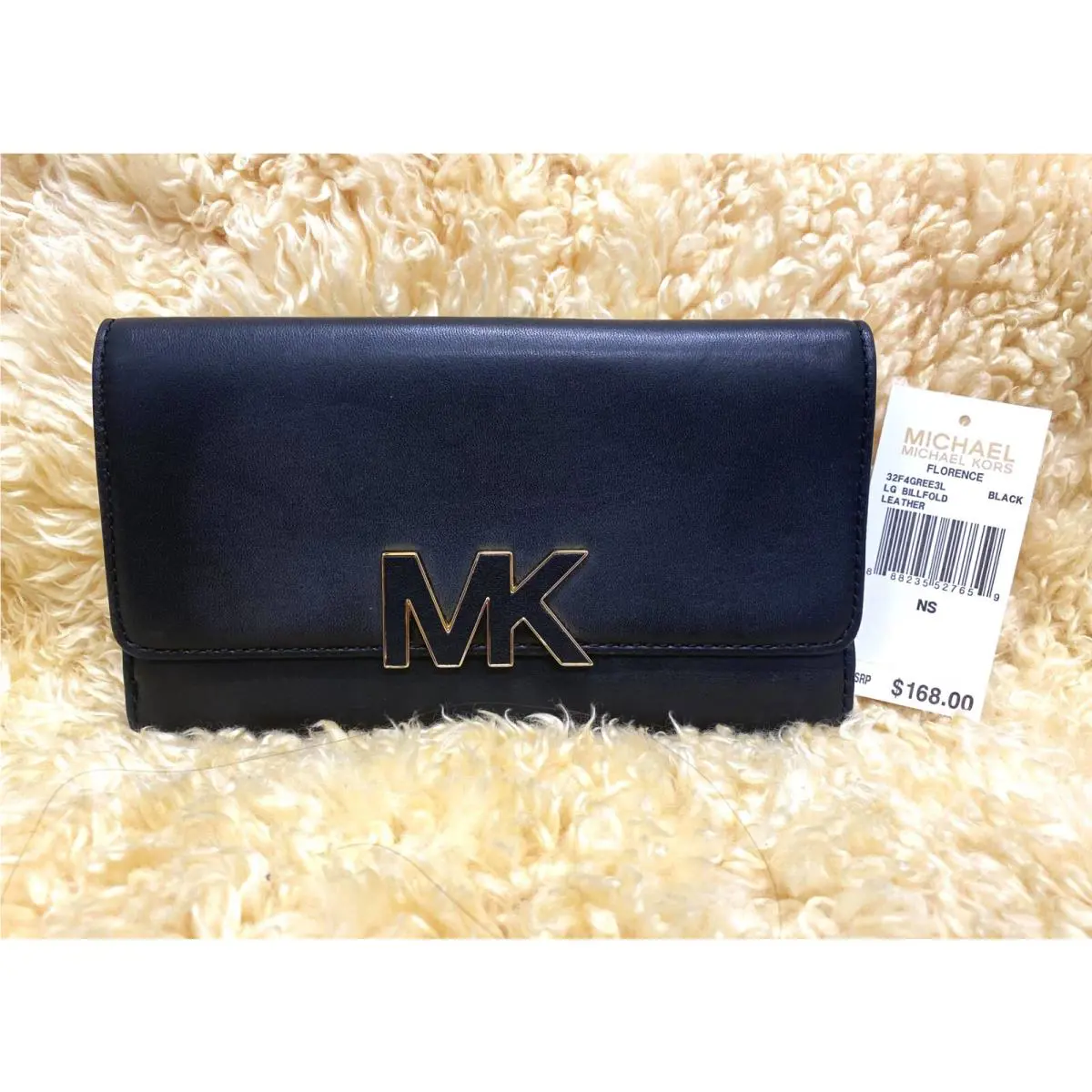 Michael Kors Florence Large Bifold Wallet Black Smooth Leather
