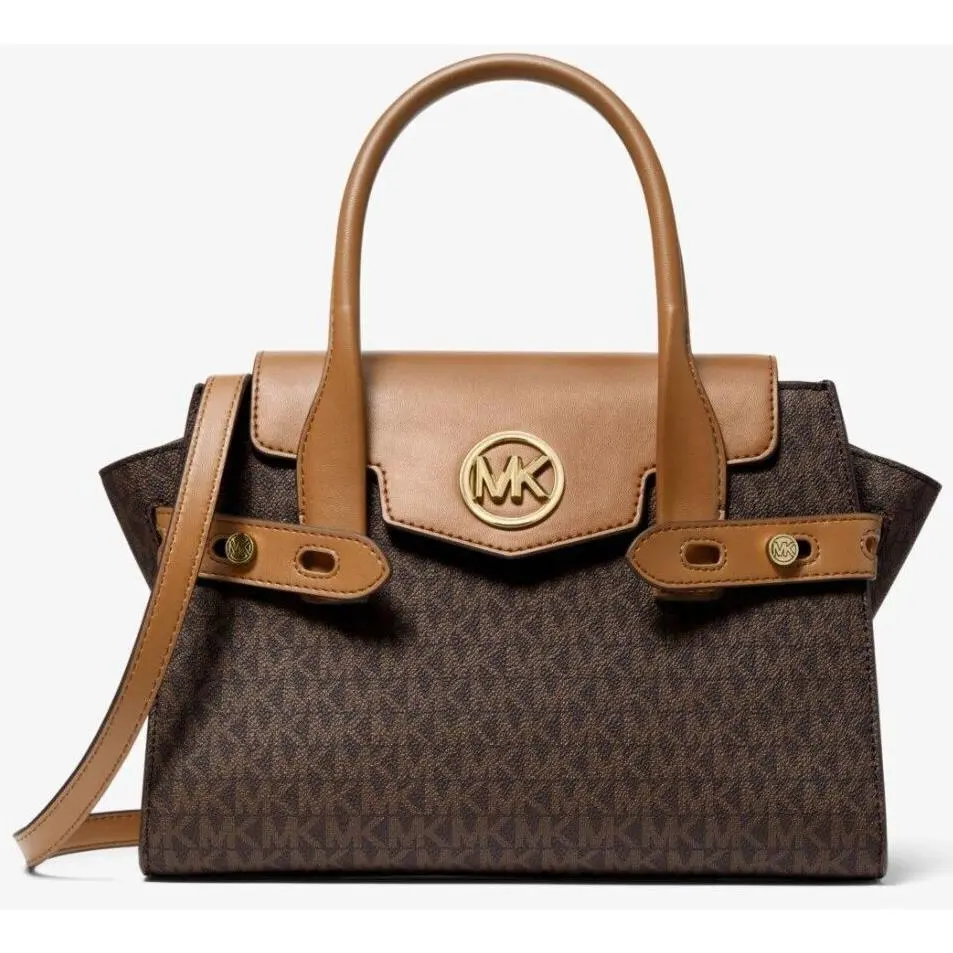Michael Kors Carmen Small Flap Chain Belted Logo Satchel Messenger Bag