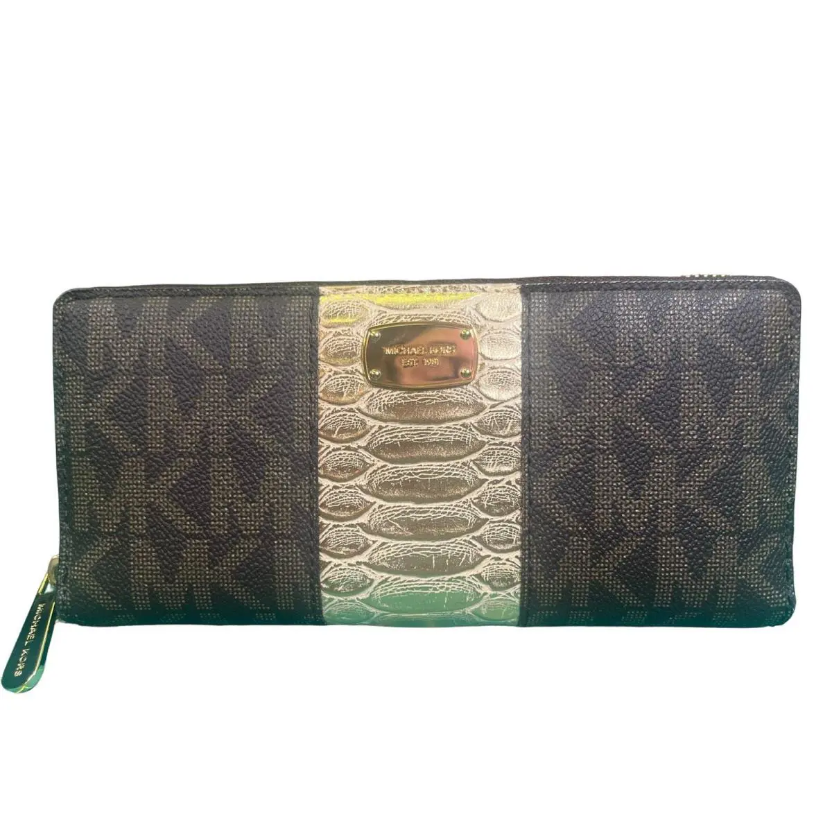 Michael Kors Center Stripe Travel Zip Wallet