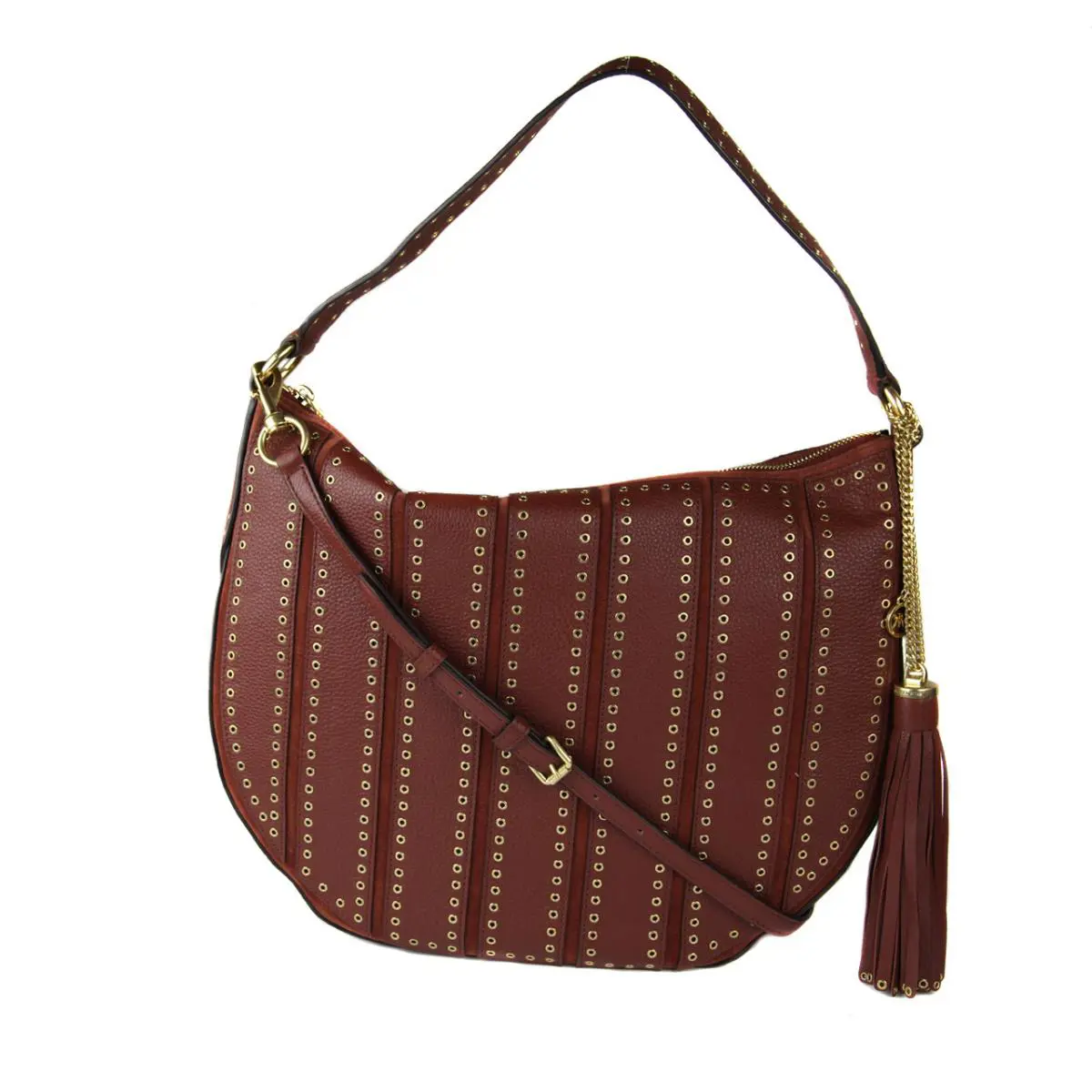Michael Kors Women`s Brick Brooklyn Grommet Hobo Purse Handbag