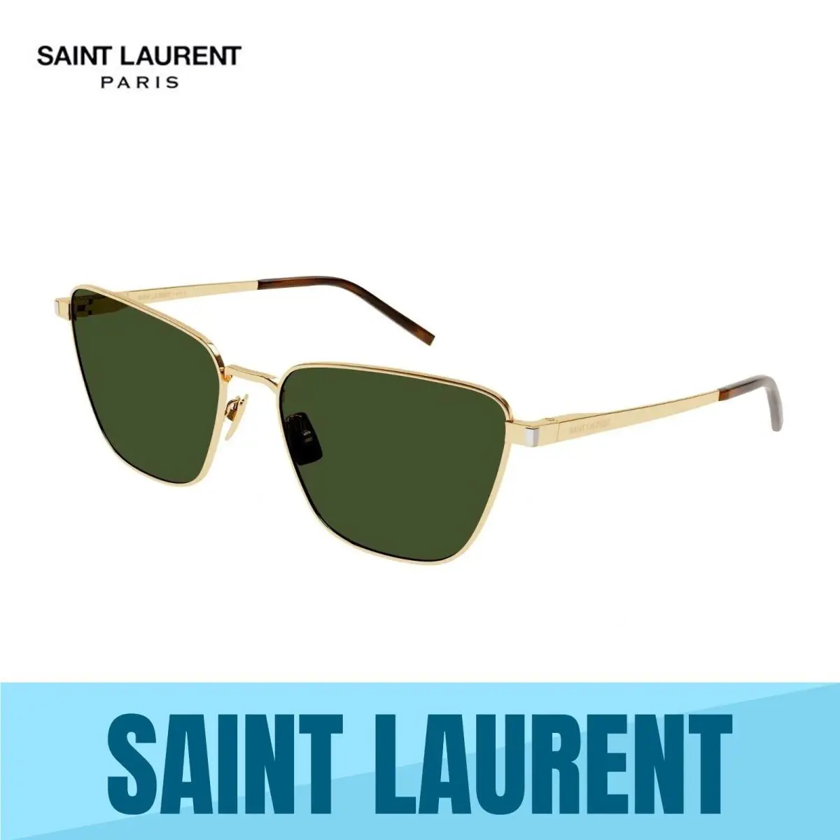 Saint Laurent SL 551 - 003 Gold-gold Green Lens Women`s Sunglasses