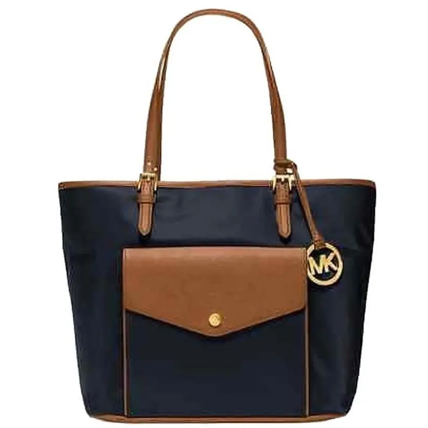 Jet Set Item Nylon Black+brown Pocket Multi Function Tote Bag Purse by Michael Kors