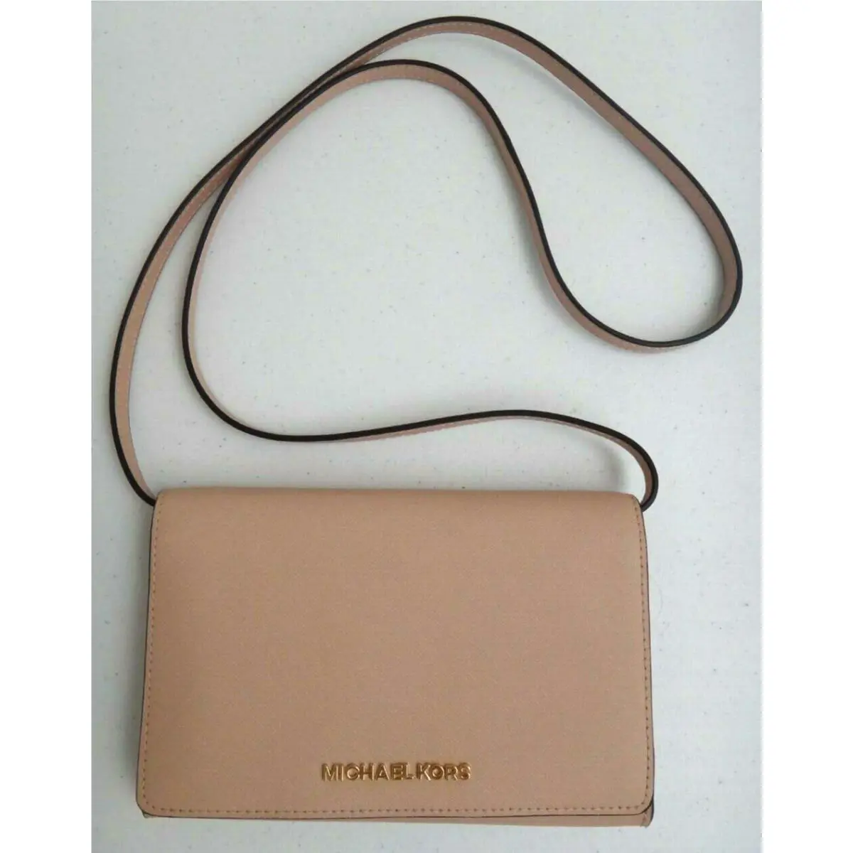 Michael Kors Jet Set MK Convertible Cross-body Clutch Bag Wallet Ballet Saffiano