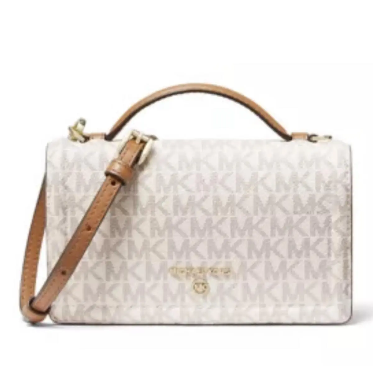 Michael Kors Jet Set Charm Mini Top Handle Phone Crossbody Vanilla/ Acorn