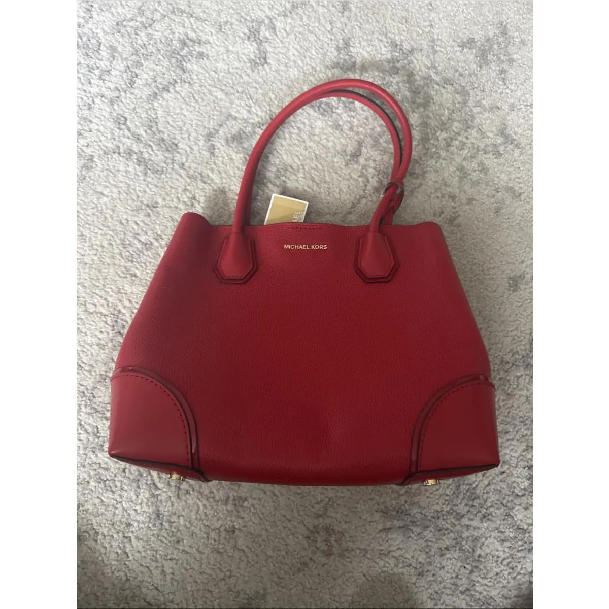 Mercer Gallery Medium Center Zip Leather Tote in Bright Red by Michael Kors