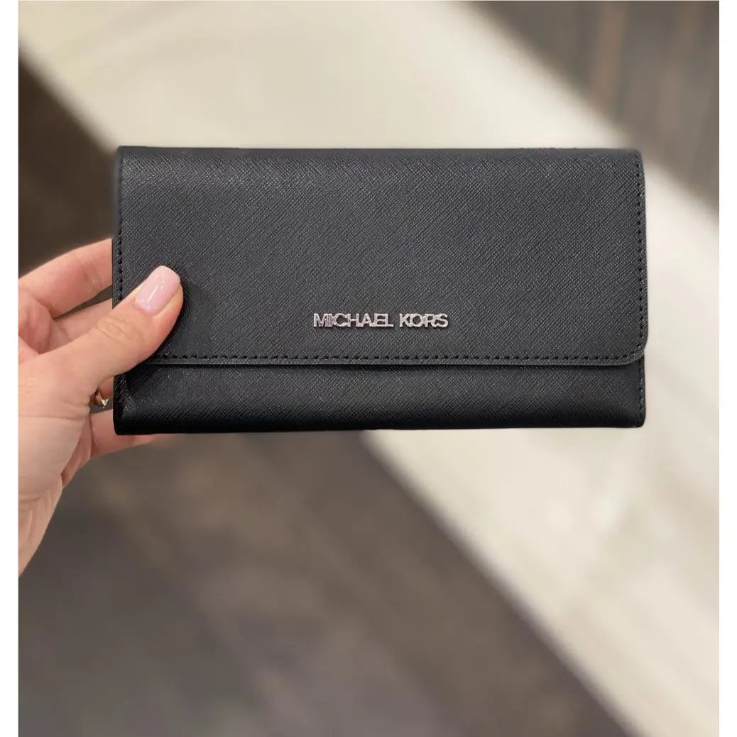 Michael Kors Jet Set Travel Large Trifold Wallet Black Color