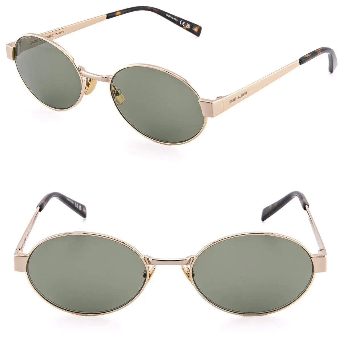 Saint Laurent SL 692 SL692 Gold Green Narrow Slim Oval Metal Sunglasses 003 by Yves Saint Laurent