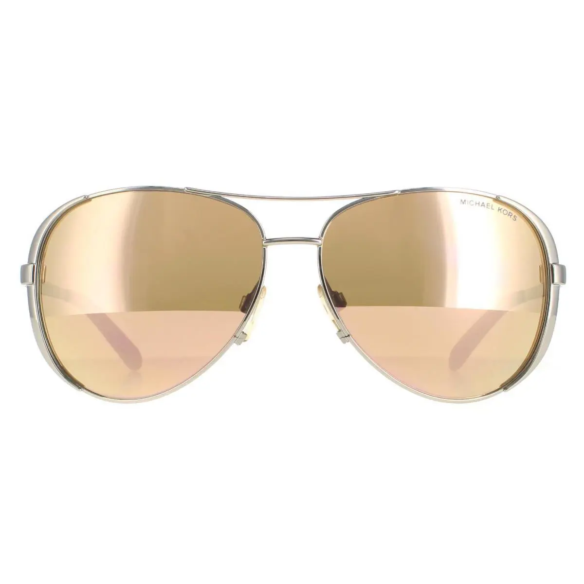 Michael Kors Aviator Shiny Silver Rose Gold Chelsea Sunglasses 5004-11535A - Frame: Silver, Lens: Rose Gold