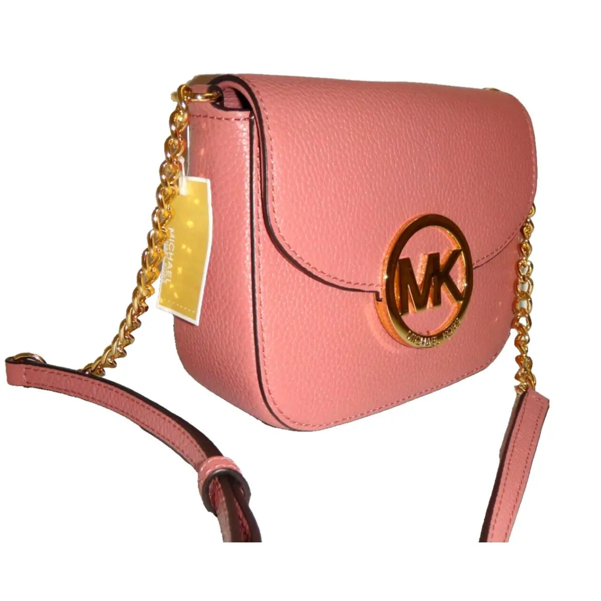 Michael Kors Fulton MK Flap Shoulder Bag SM Cross-body Fawn Leather 38H6GFTC1L