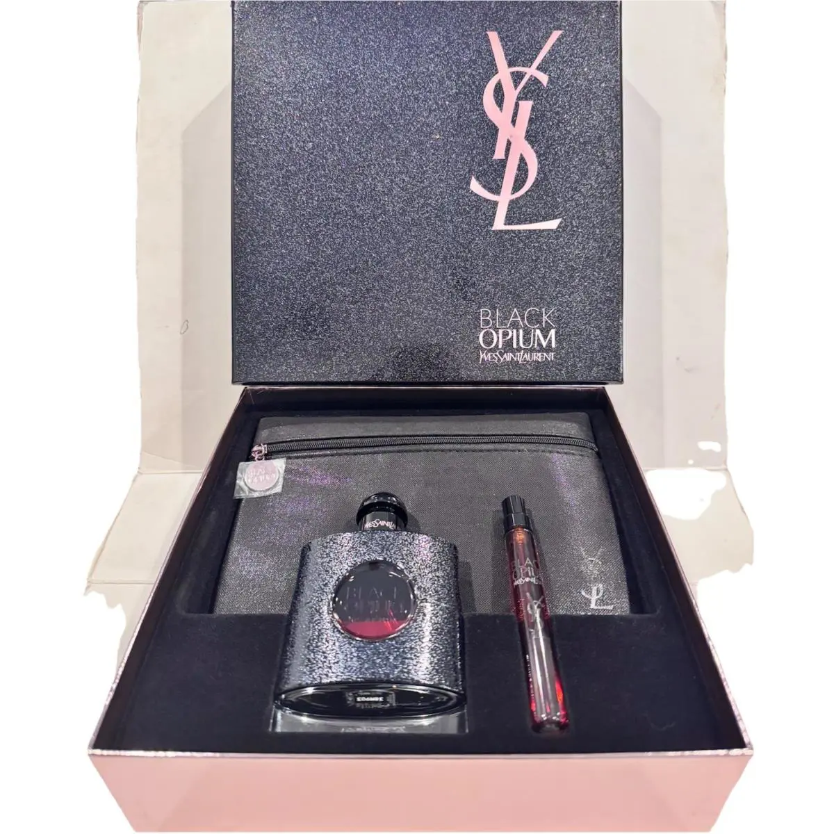 Yves Saint Laurent Women Black Opium Set 1.6oz EDP+0.33oz Edp+mini Pouch