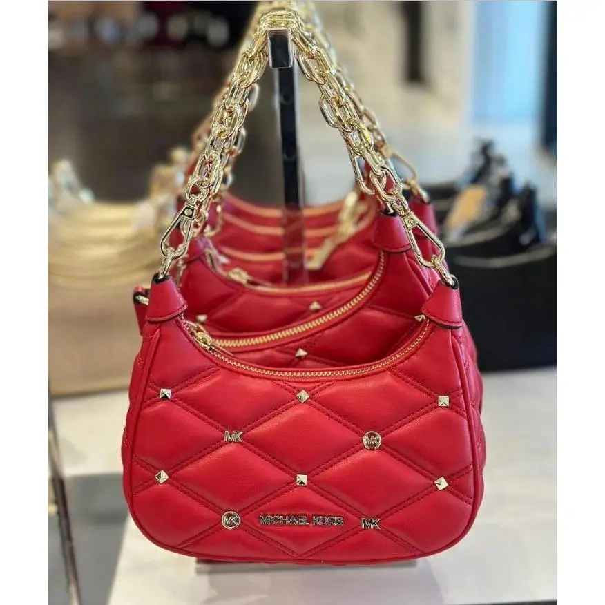 Michael Kors Cora Extra-small Quilted Shoulder Bag Crossbody Bright Red