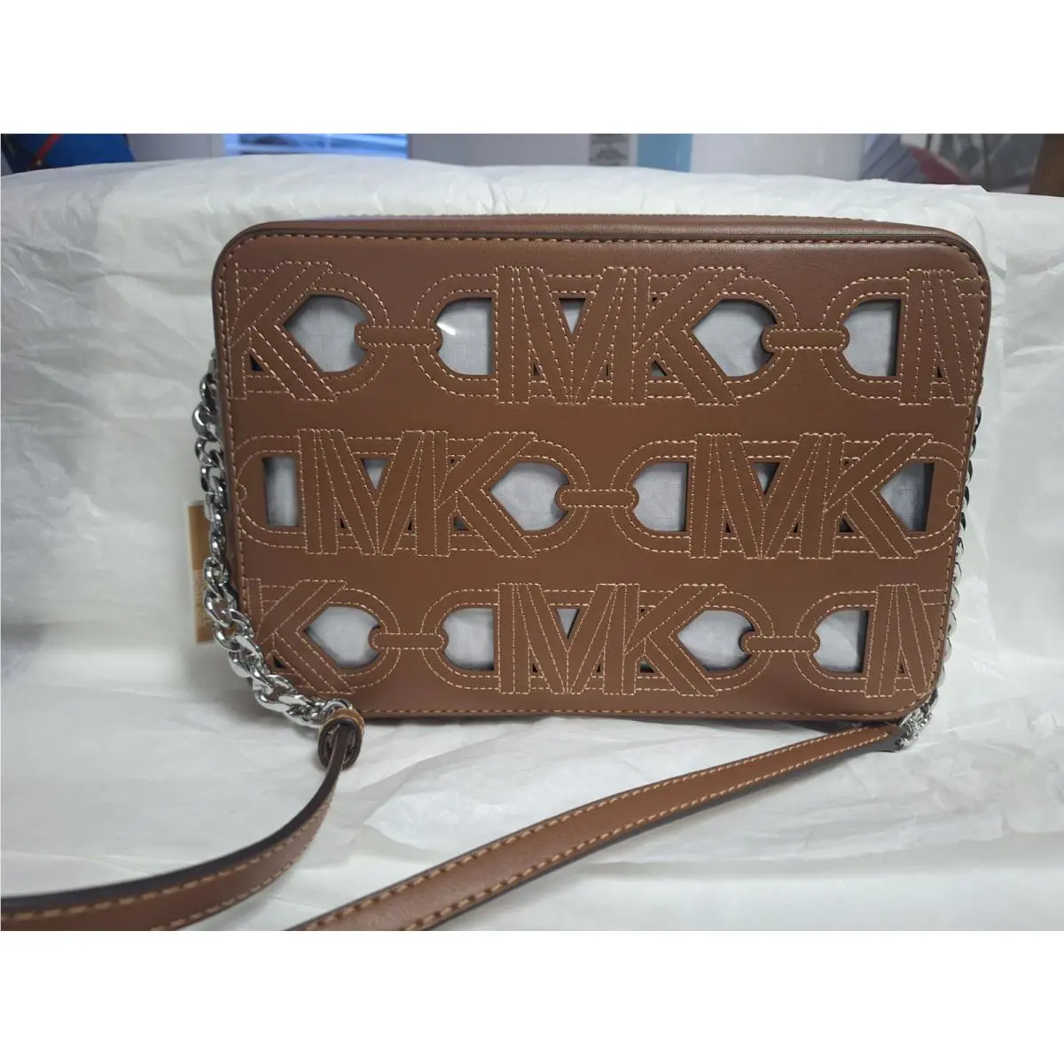 Michael Kors Open Jet Set East West Large Crossbody Bag Luggage Leather