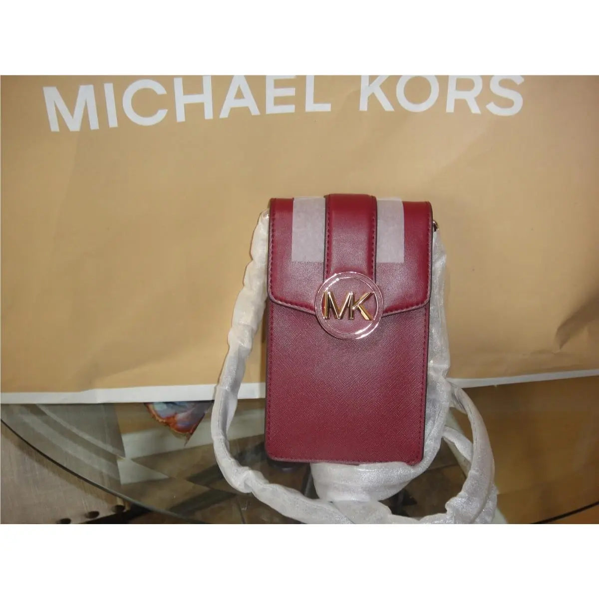 Michael Kors Carmen Mulberry NS Phone Crossbody Bag.$398.00.100%AUTHENTIC