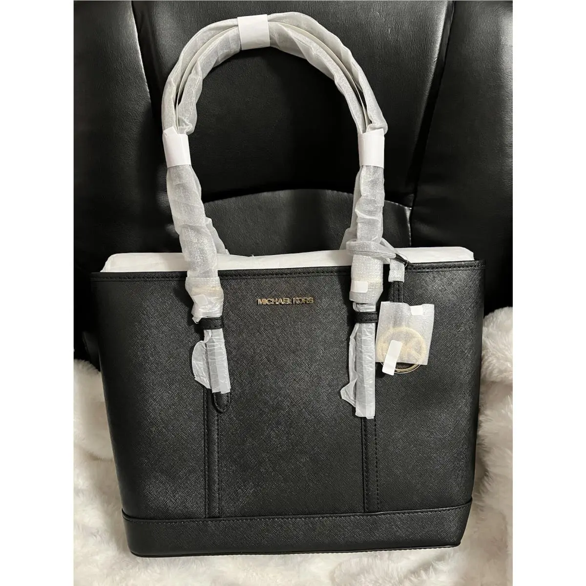 Jet Set Travel Small Saffiano Leather Top Zip Tote Bag - Black by Michael Kors