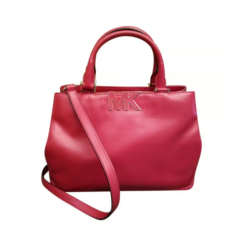 Michael Kors Triple Compartment MK Logo Red Leather Satchel/crossbody Bag