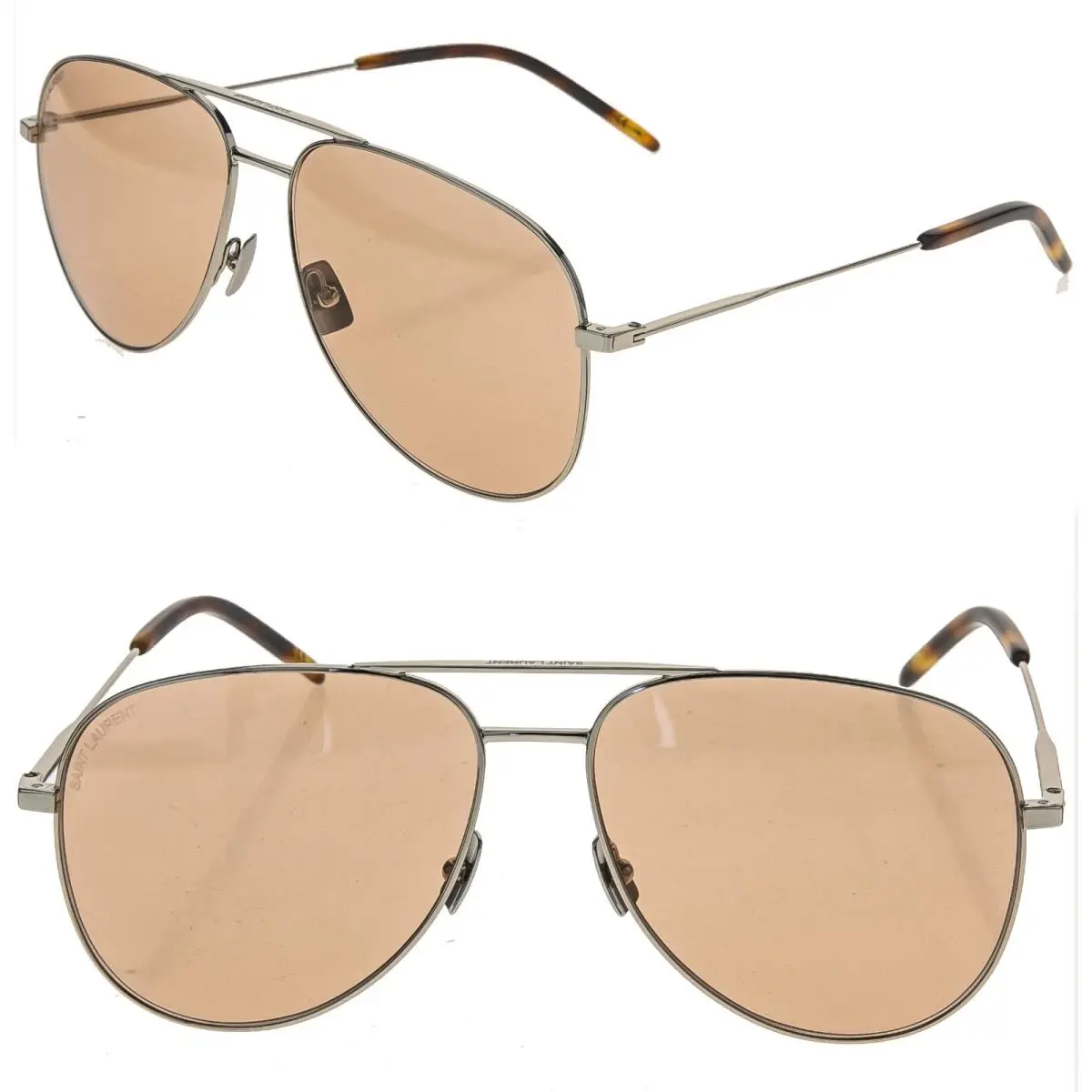 Saint Laurent Classic SL 11 055 Silver Pink Unisex Aviator Metal Sunglasses SL11 by Yves Saint Laurent