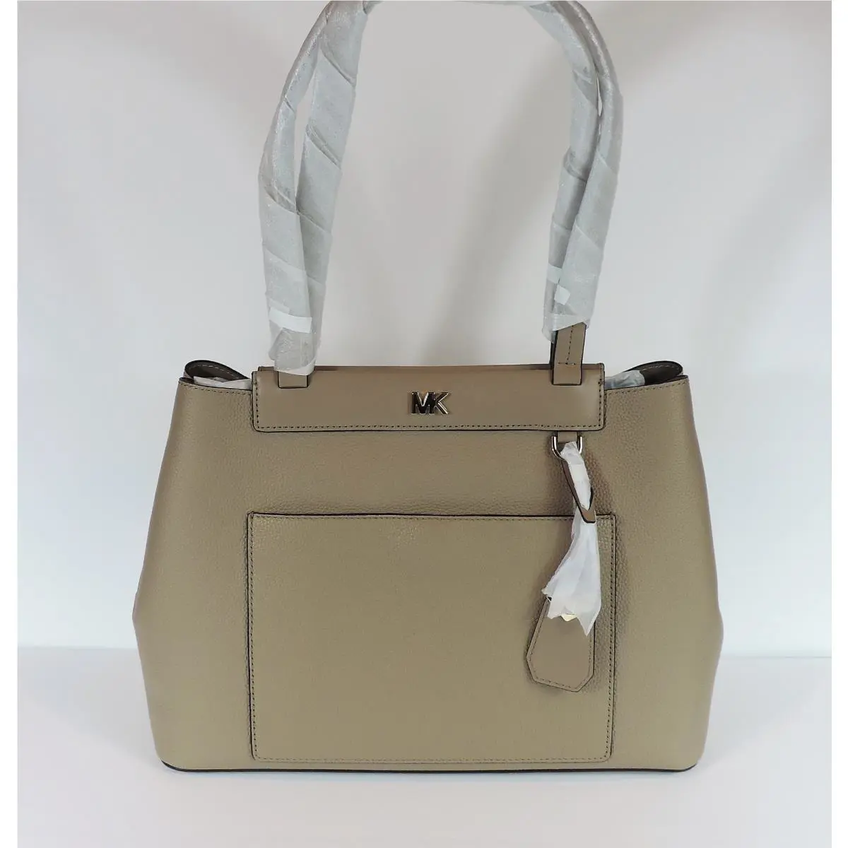 Michael Kors Meredith East West Bonded Shoulder Bag Truffle Gold Bag Snap