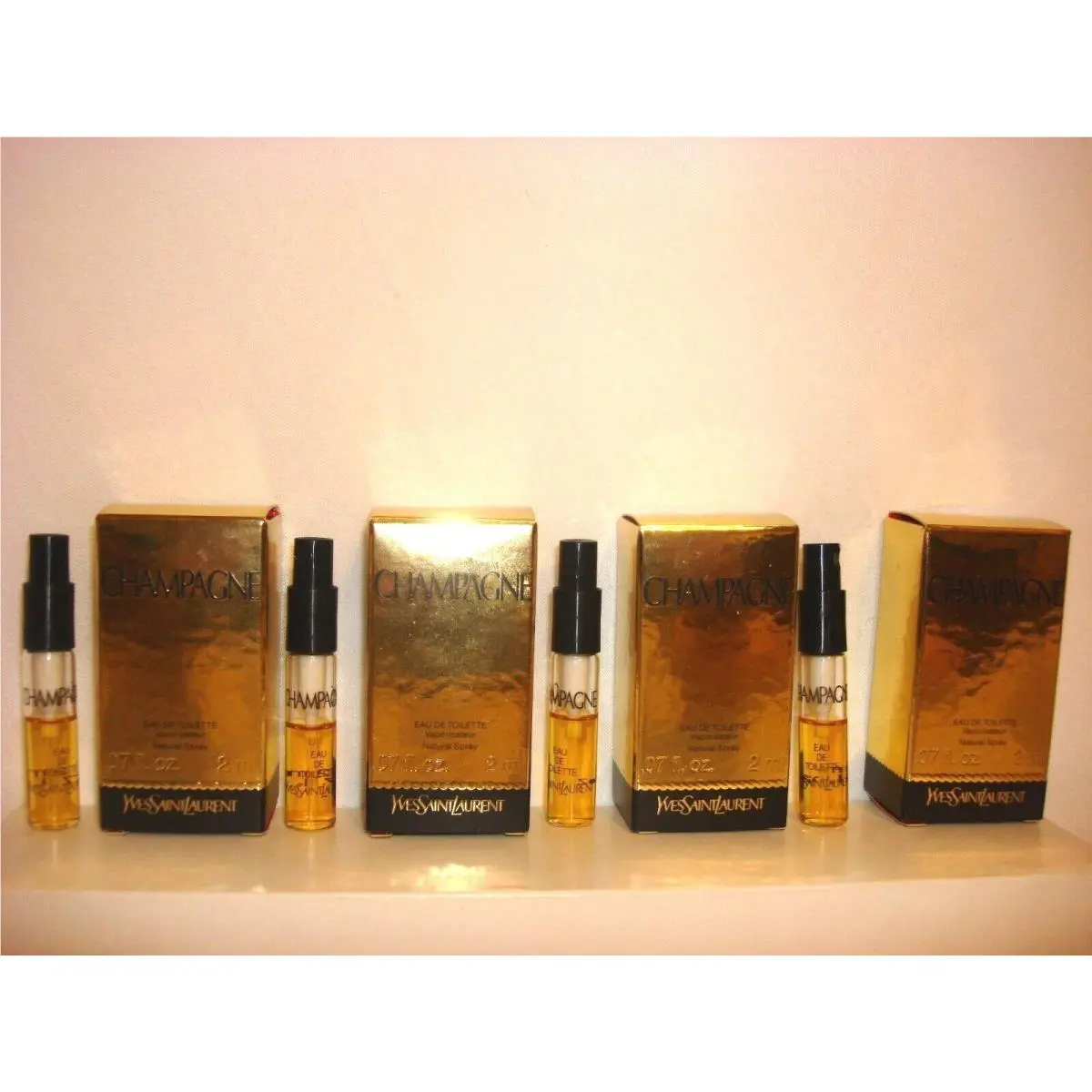 Champaigne BY Ysl Edt Spray VIAL.07 Oz. 2 ML.4 Pcs.vintage Rare V. Hard TO Find by Yves Saint Laurent