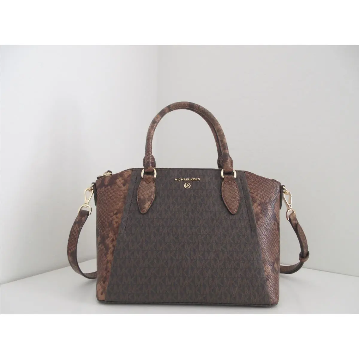 Michael Kors Sienna Medium Signature SATCHEL-$358-BROWN/LUGGAGE