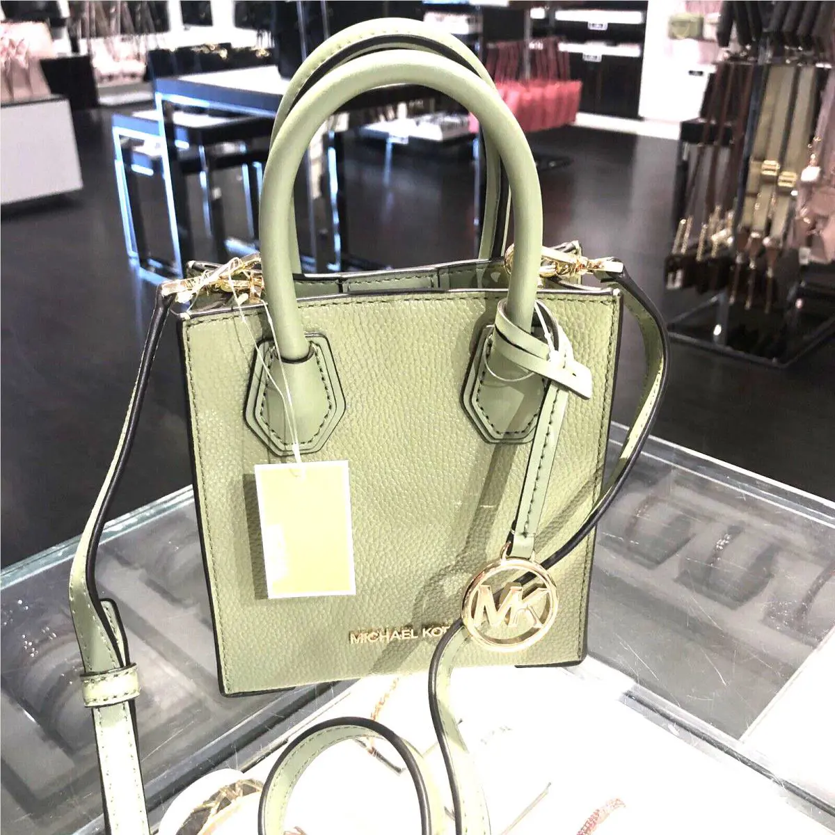 Michael Kors Women XS Mini Leather or Pvc Crossbody Bag Purse Shoulder Green