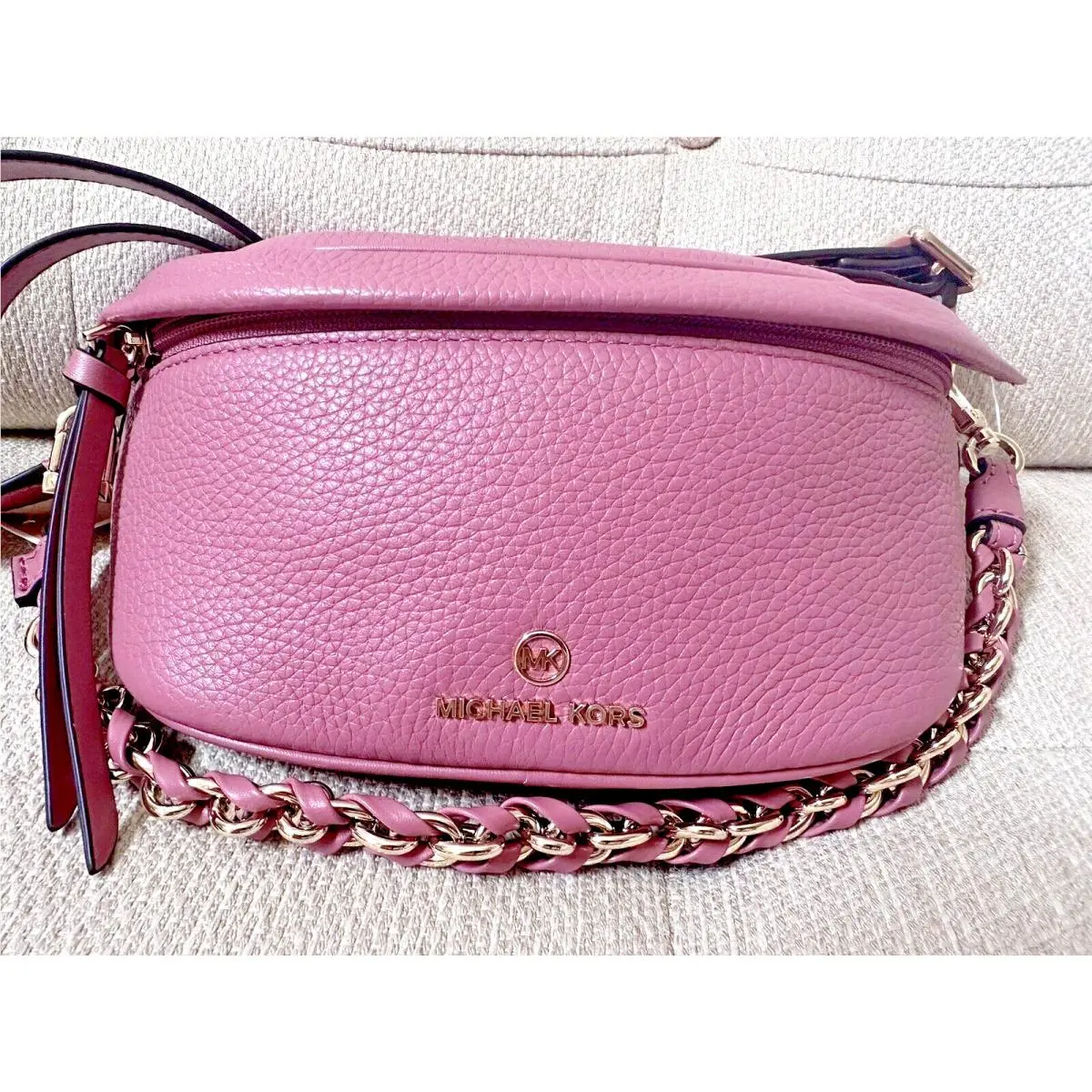 Michael Kors Slater Rose Pink Signature XS Sling Fanny Pack Messenger Bag