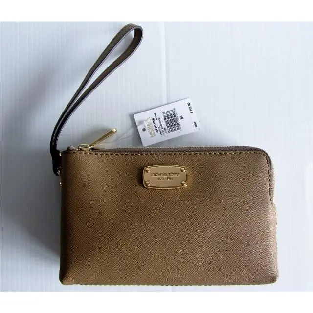 Michael Kors 38T8XTTC7L Jet Set Item Large Double Gusset Wristlet- Dark Khaki