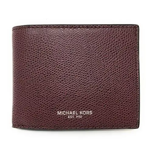 Michael Kors Warren Men`s Pebbled Leather Slim Billfold Wallet Raisin NO Box