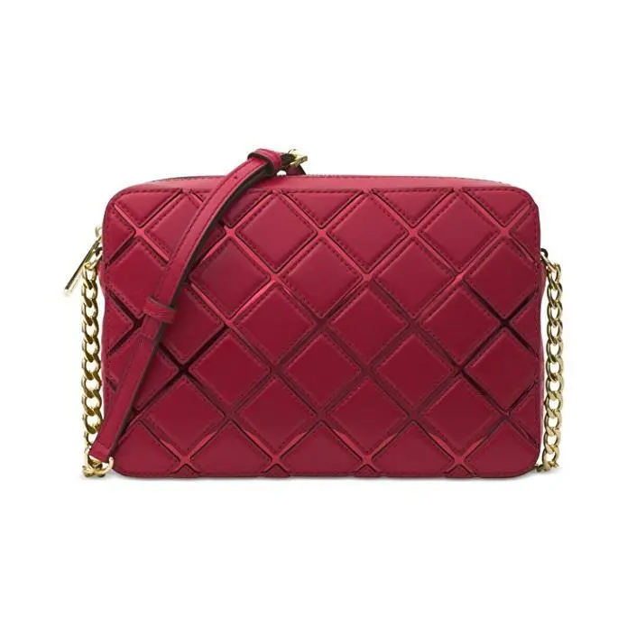 Jet Set Travel Cherry Red Leather Gold Chain Crossbody Handbag by Michael Kors