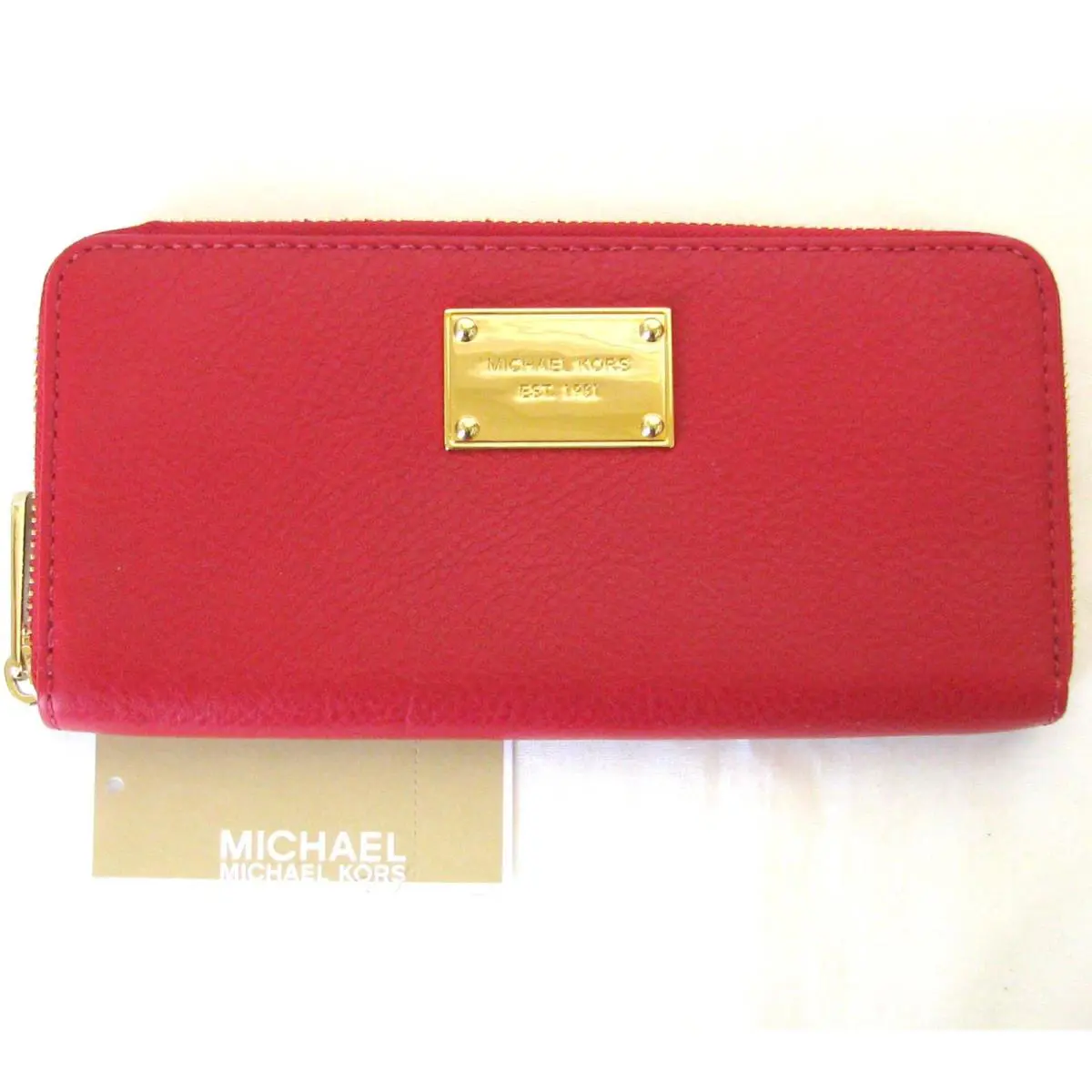 Michael Kors Items Red Leather Zip-around Continental Wallet Clutch