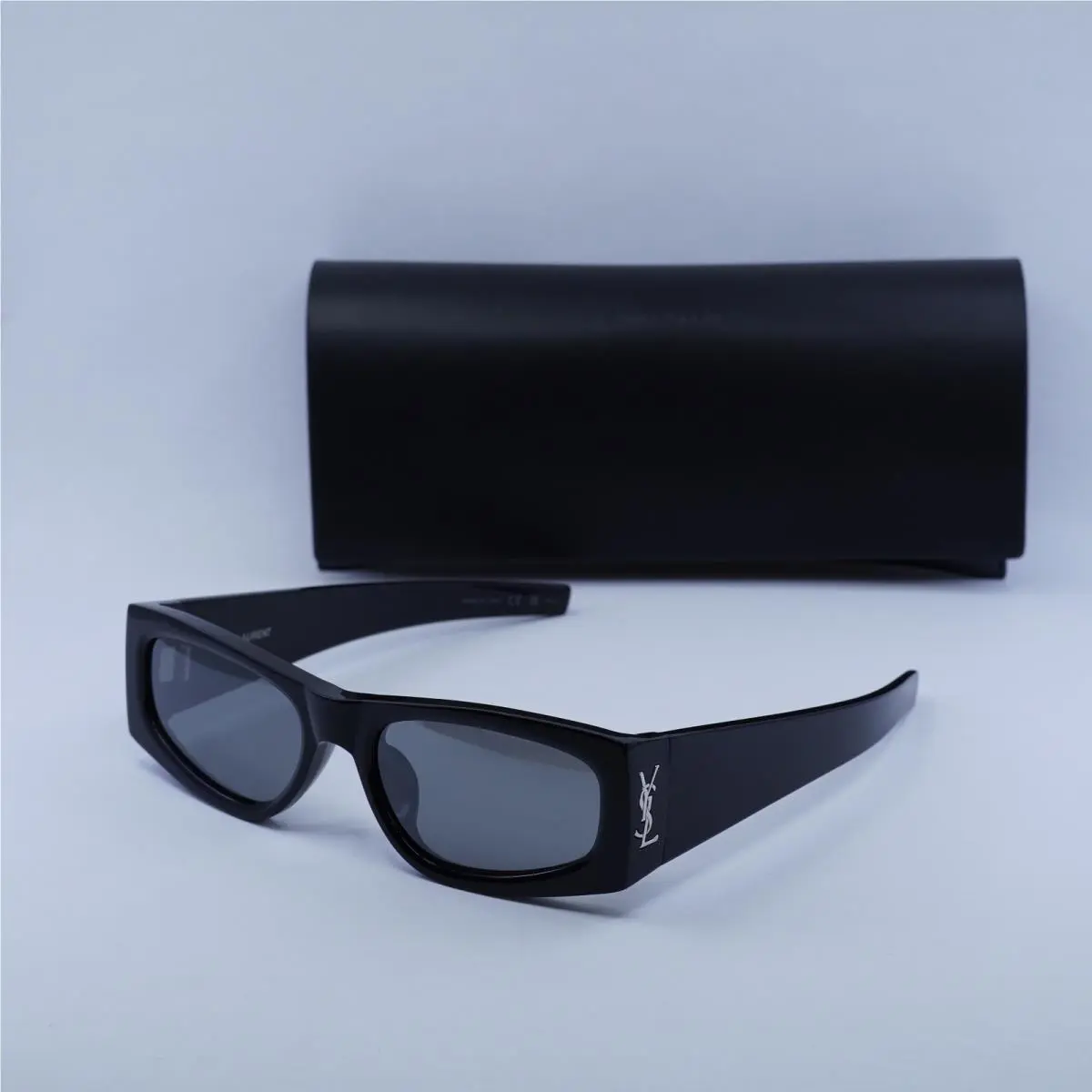 Saint Laurent SLM140/F 002 Shiny Black/grey Silver Mirror 56-18-130 by Yves Saint Laurent
