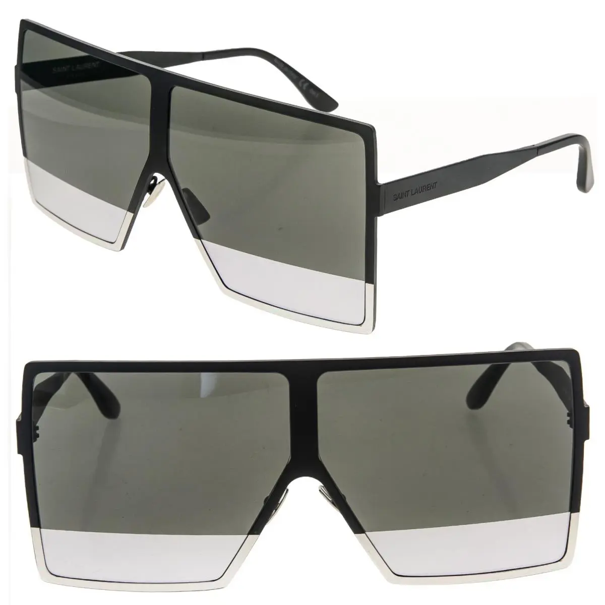 Saint Laurent Betty SL 182 Sl182 Matte Black Silver Mirror Line 004 Sunglasses by Yves Saint Laurent