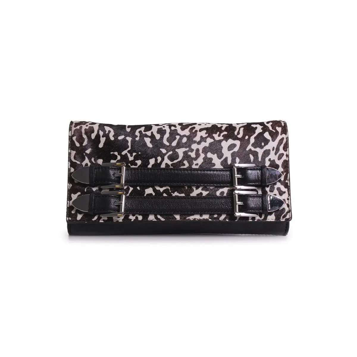Robin Haircalf Leather Clutch Crossbody White/black by Michael Kors