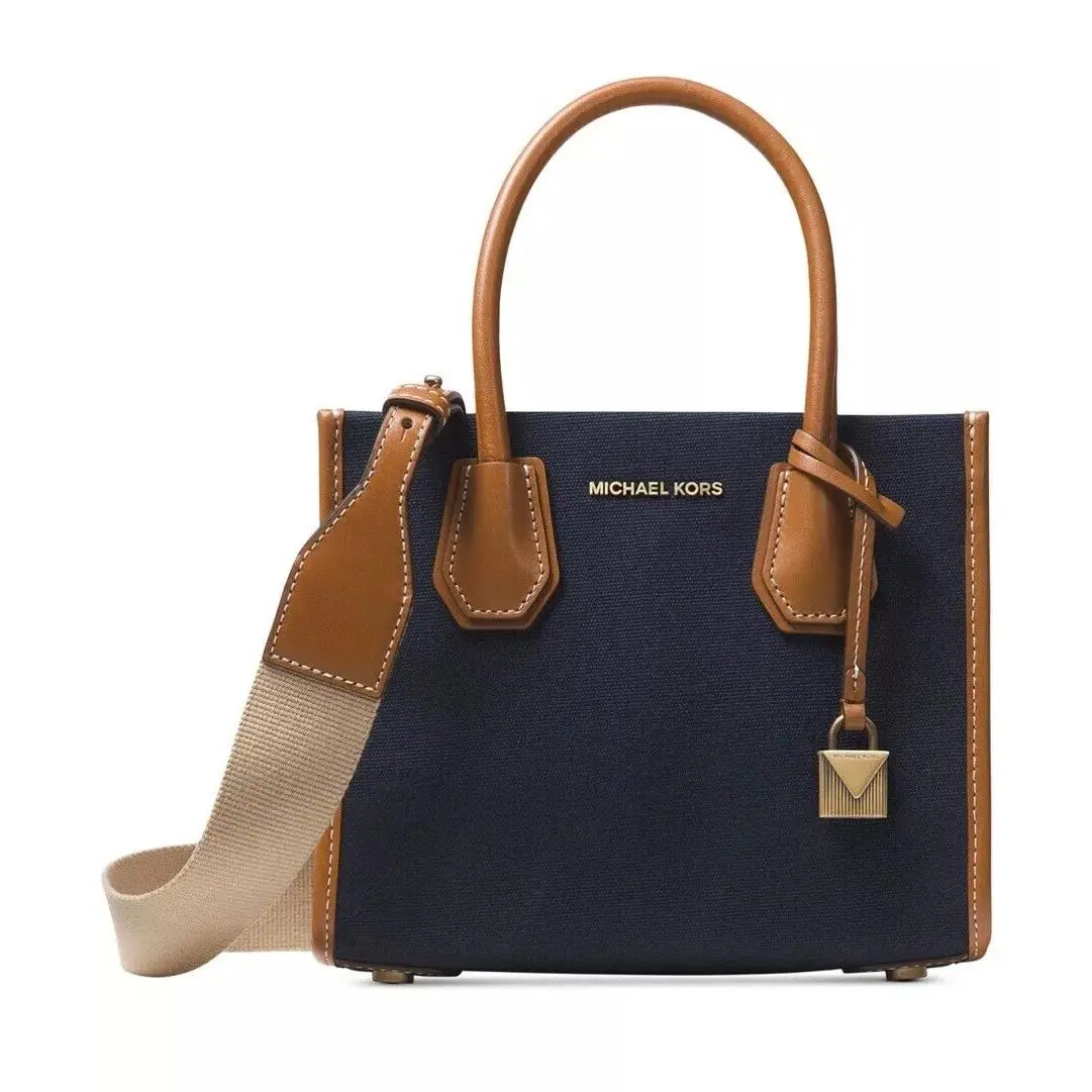 Michael Kors Mercer Canvas Medium Messenger Bag Admiral Gold