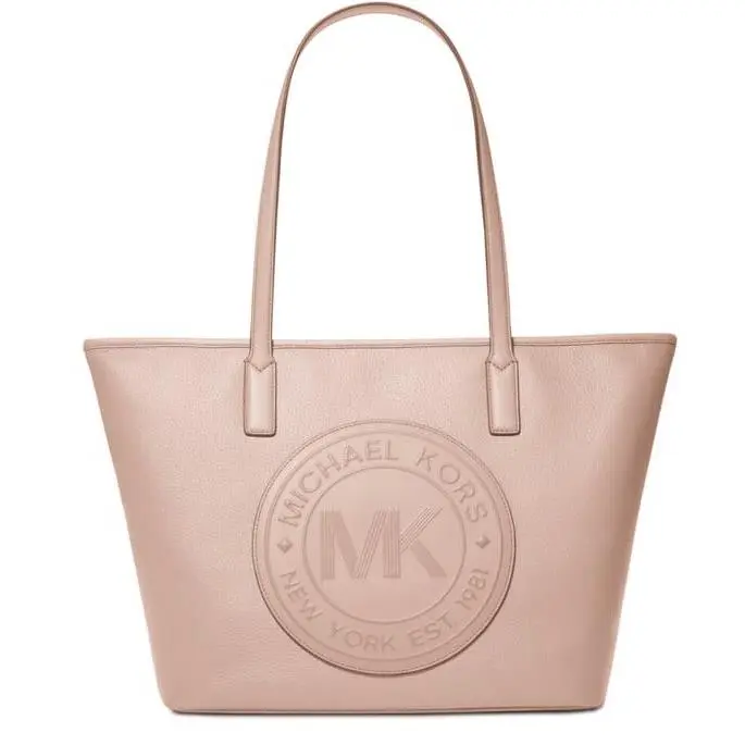 Michael Kors Medium Sport Top Zip Tote Pebble Leather Bag Soft Pin Handbag