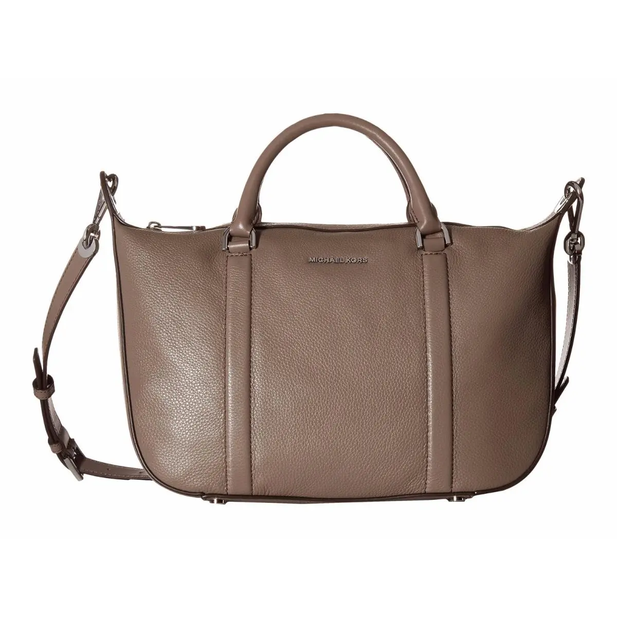 Michael Kors Raven Large Pebble Leather Satchel Cinder Grey - Exterior: Cinder