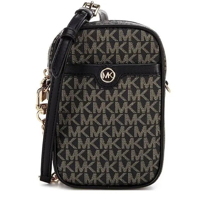 Michael Kors Blaire Black/gold Small Signature Logo Chain Crossbody Bag - Handle/Strap: Black/Gold, Hardware: Gold, Exterior: Black